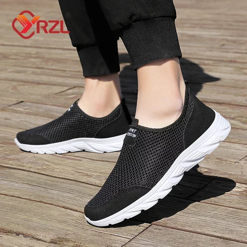 YRZL Sneakers Men Summer Casual Shoes Men Mesh Breathable Outdoor Non Slip Sports Shoes Slip on Loafers for Men Pius Size 38-46