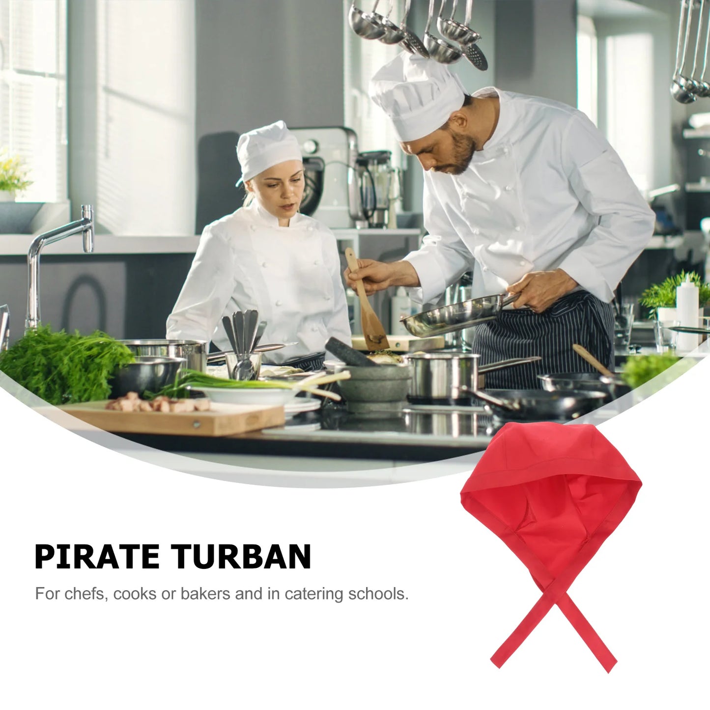 Catering Skull Cap Pirate Turban Chefs Hat Ribbon Bonnet for Men Caps Server Printing Adjust