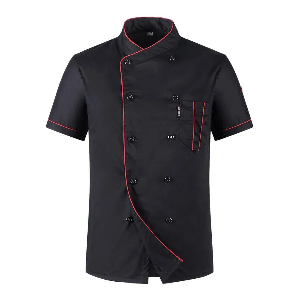 Short Sleeve Restaurant Chef Kitchen Work Uniforms Double Breasted Sushi Bakery Cafe Waiter Catering Service Jackets or Aprons