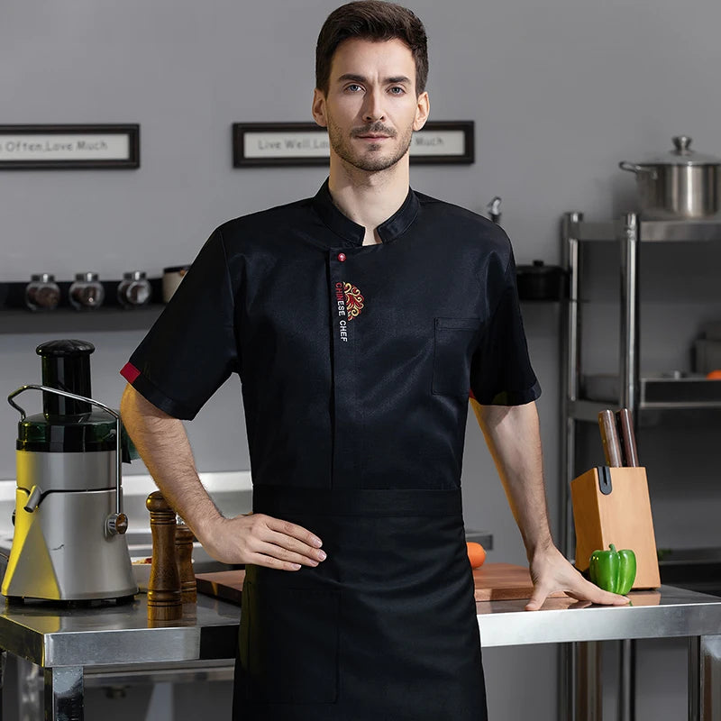 Food and Beverage Industry Waiter Overalls Chef Uniform Hotel Workwear Women Cook Jacket Summer Blouse Men Work Clothes