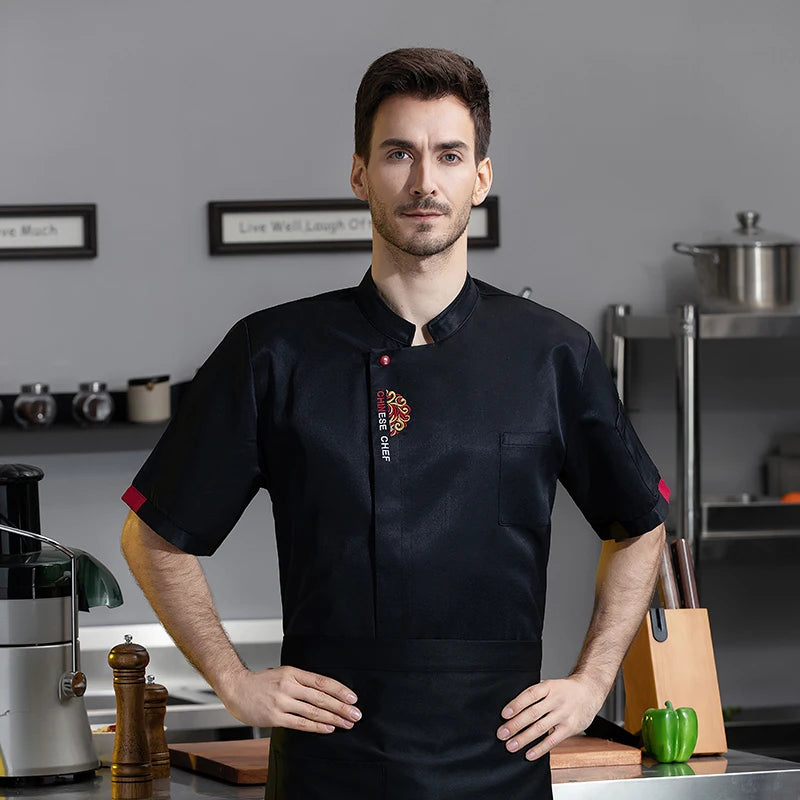 Food and Beverage Industry Waiter Overalls Chef Uniform Hotel Workwear Women Cook Jacket Summer Blouse Men Work Clothes