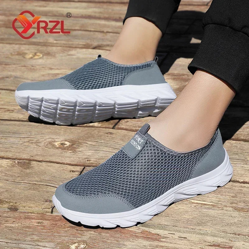 YRZL Sneakers Men Summer Casual Shoes Men Mesh Breathable Outdoor Non Slip Sports Shoes Slip on Loafers for Men Pius Size 38-46