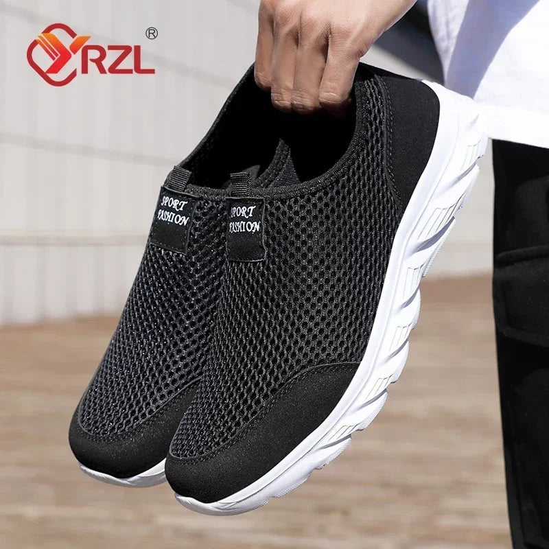 YRZL Sneakers Men Summer Casual Shoes Men Mesh Breathable Outdoor Non Slip Sports Shoes Slip on Loafers for Men Pius Size 38-46