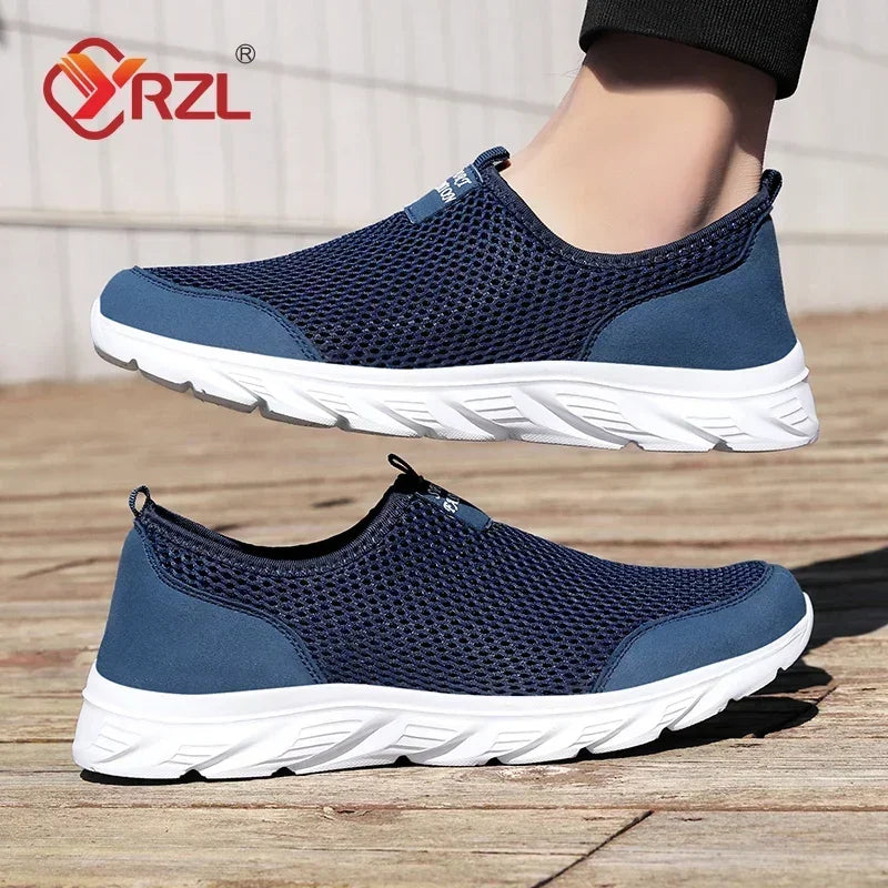 YRZL Sneakers Men Summer Casual Shoes Men Mesh Breathable Outdoor Non Slip Sports Shoes Slip on Loafers for Men Pius Size 38-46